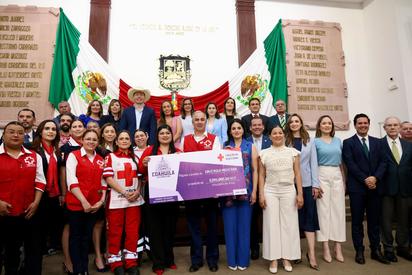 Congreso de Coahuila entrega donativo a la Cruz Roja