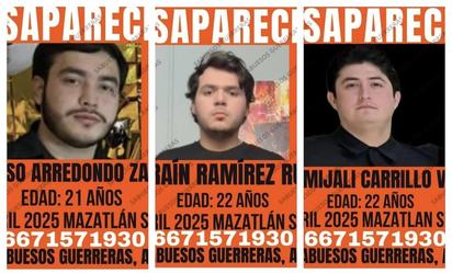 Reportan desaparecidos a 3 jóvenes turistas en Mazatlán