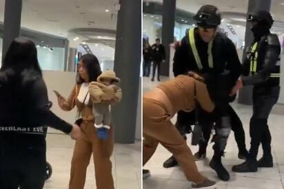 ¿Pelea con bebé en brazos? El video que impacta las redes sociales