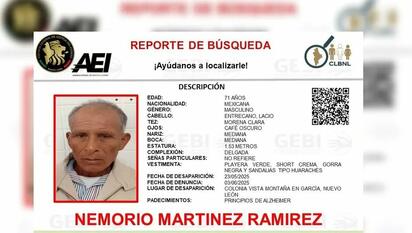 Buscan a hombre de 71 años con Alzheimer perdido en García, Nuevo León