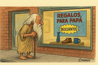 Caricatura editorial-Padre Tiempo frente al vacío
