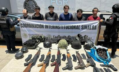 Fuerzas federales y estatales aseguran armas y drogas en Sinaloa