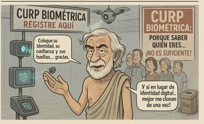 Caricatura editorial - Dame tus huellas, y tu confianza