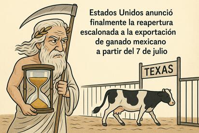 Caricatura editorial - Cronos y el ganado en pausa