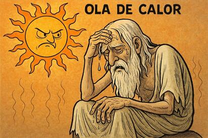 Caricatura editorial - Calor que agota el tiempo