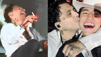 Christian Nodal besa a hombre durante concierto