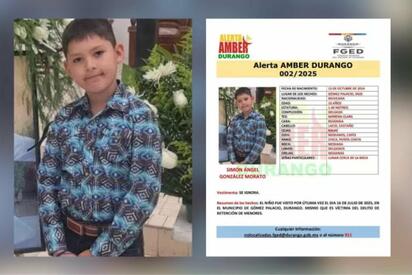 Activan Alerta Amber por desaparición de niño en Gómez Palacio, Durango