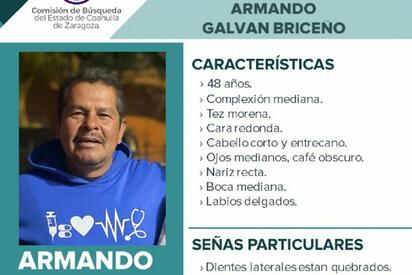 Intensifican búsqueda de Armando Galván, desaparecido en Coahuila