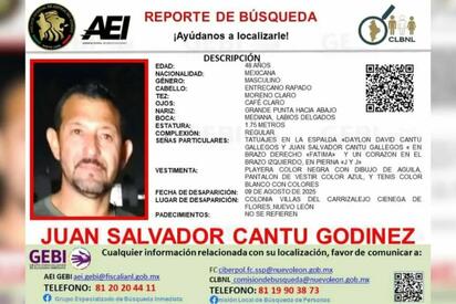 Desaparece hombre de 48 años en Ciénega de Flores, Nuevo León