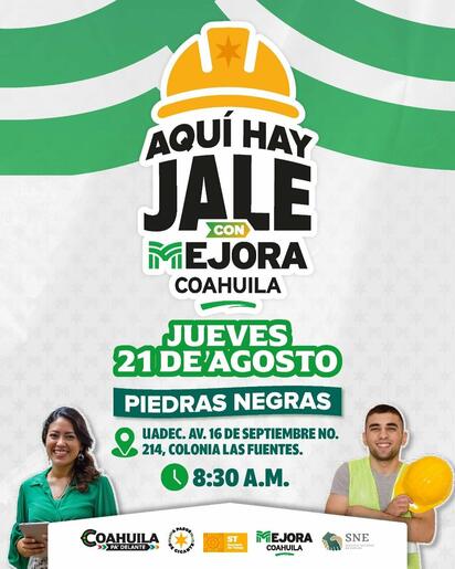 Empresas ofertarán vacantes en feria de empleo en Piedras Negras