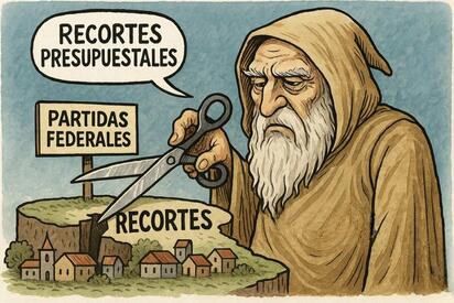 Caricatura editorial - Recortes que asfixian a los municipios