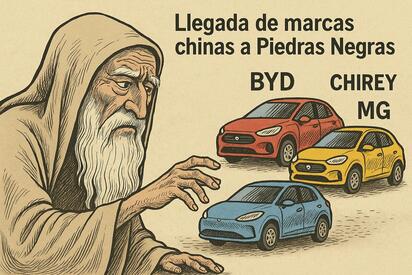 Caricatura editorial Piedras Negras - Autos chinos conquistan la frontera