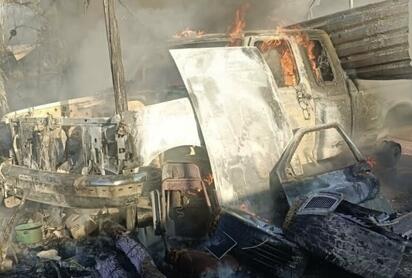 Trabajador resulta herido en incendio de yonke en el ejido Piedras Negras