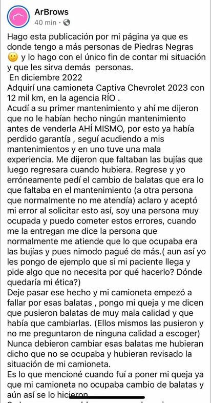 Ciudadana denuncia irregularidades en agencia Chevrolet de Piedras Negras