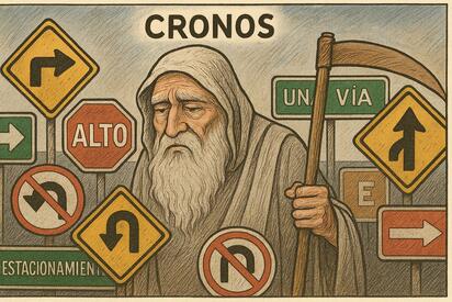 Caricatura editorial - Caos en las calles, señales sin rumbo
