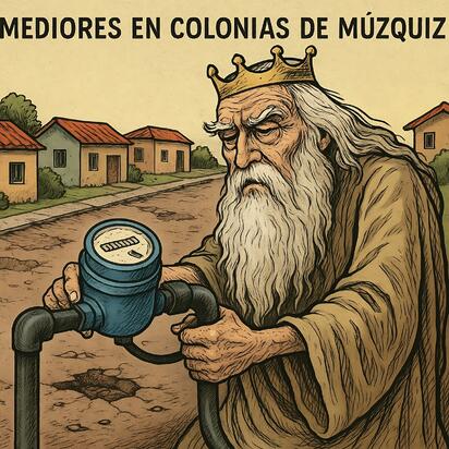 Caricatura editorial - Cronos y los nuevos medidores del agua