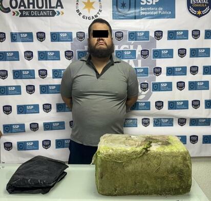 Detiene Policía Civil Coahuila a un hombre con 10 kilos de marihuana en Piedras Negras