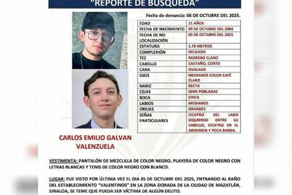 Denuncian desaparición de joven duranguense en restaurante de Mazatlán