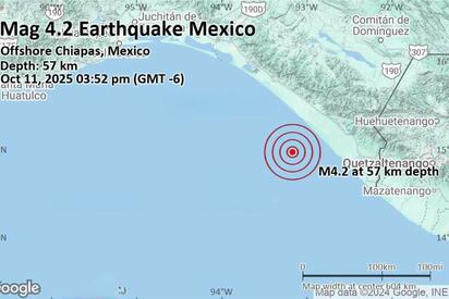 Sismo de magnitud 4.2 sacude Mapastepec, Chiapas: reporta SSN