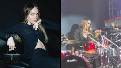 Belinda sufre lesión en el escenario tras tocar la batería