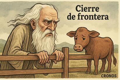 Caricatura editorial - Frontera cerrada, ganadería en jaque