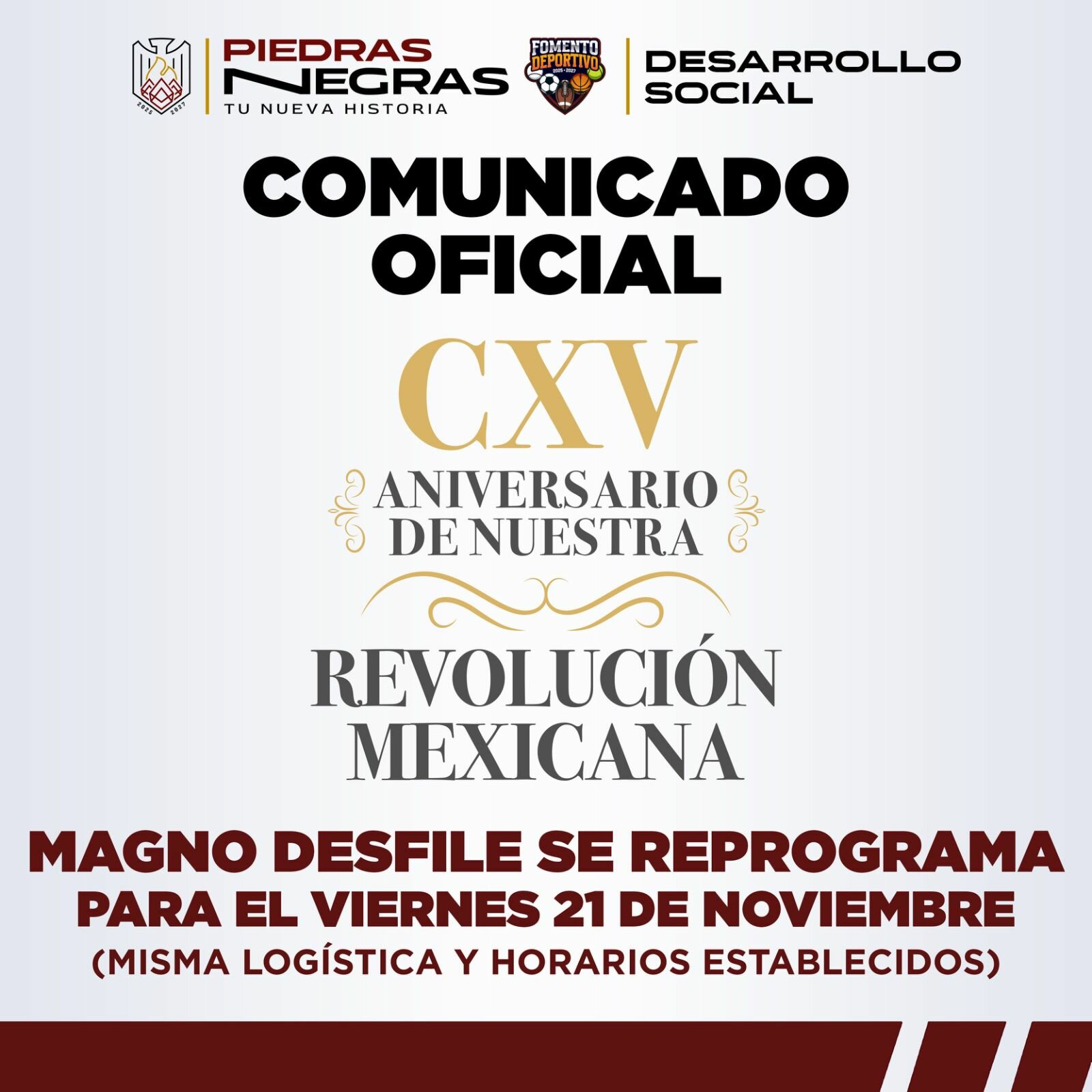 Pospuesto del Desfile Conmemorativo del 20 de Noviembre