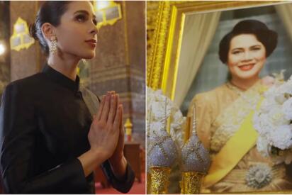 Fátima Bosch honra a la reina madre Sirikit en Bangkok