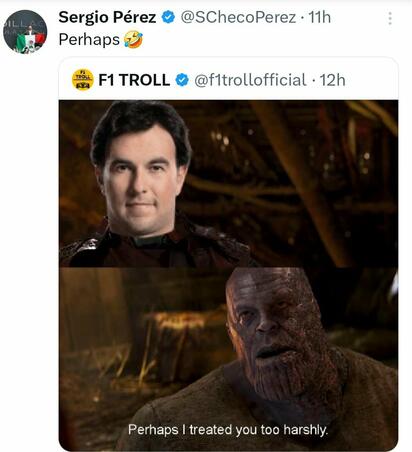 Checo Pérez responde con meme tras título de Norris y caída de Red Bull