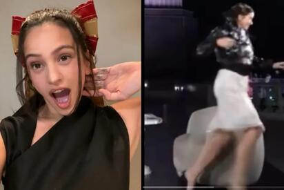 Video: Rosalía huye de una cucaracha durante entrevista en Brasil