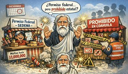 Caricatura editorial - Permiso federal, veto estatal