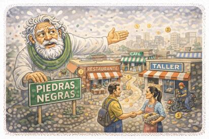 Caricatura editorial - Cronos celebra el tiempo de emprender