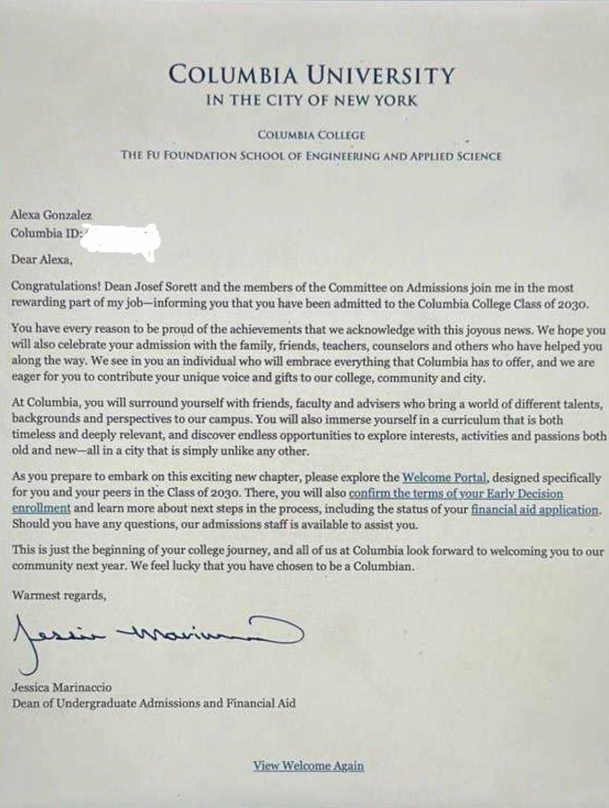 Columbia University acepta a estudiante de Eagle Pass