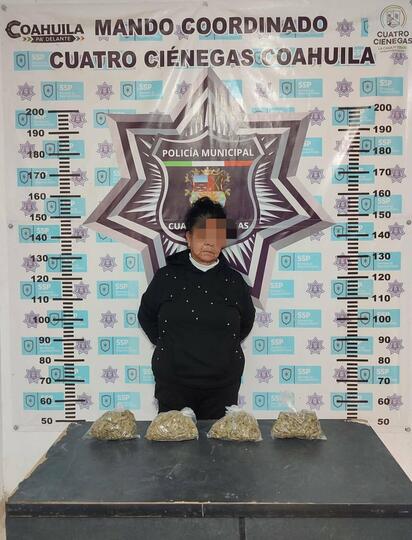 Detienen a mujer de la tercera edad con medio kilo de marihuana en Cuatro Ciénegas