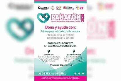 DIF Torreón invita a la ciudadanía a sumarse al 'Pañatón 2026'