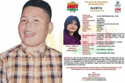 Niño desaparecido en Castaños es localizado, adolescente continúa desaparecida