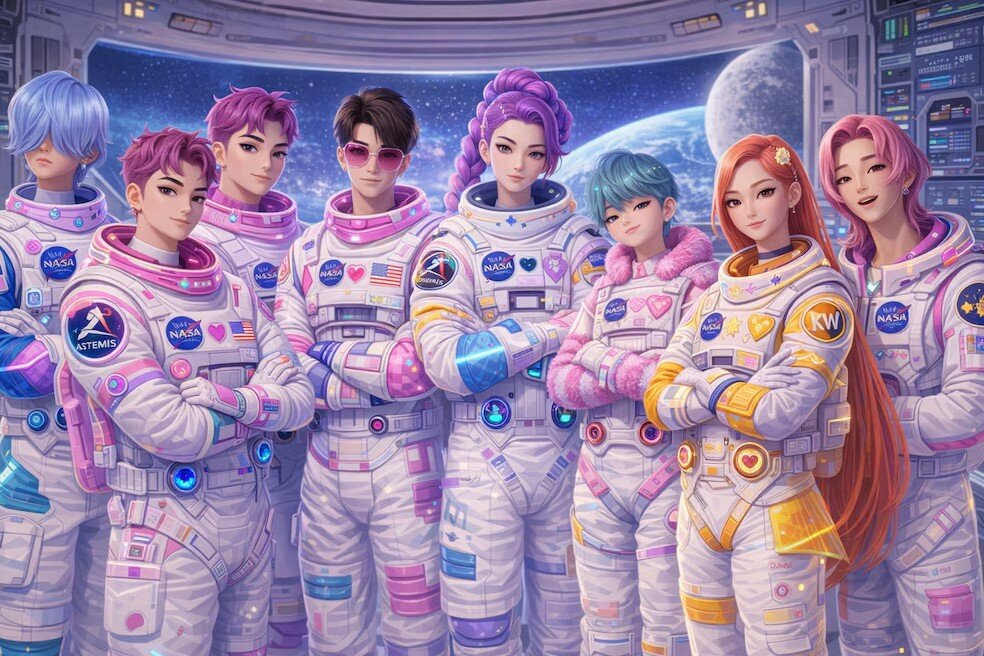 ¿Cómo se verían las Guerreras K-pop y los Saja Boys como si fueran de la tripulación Artemis a la Luna?