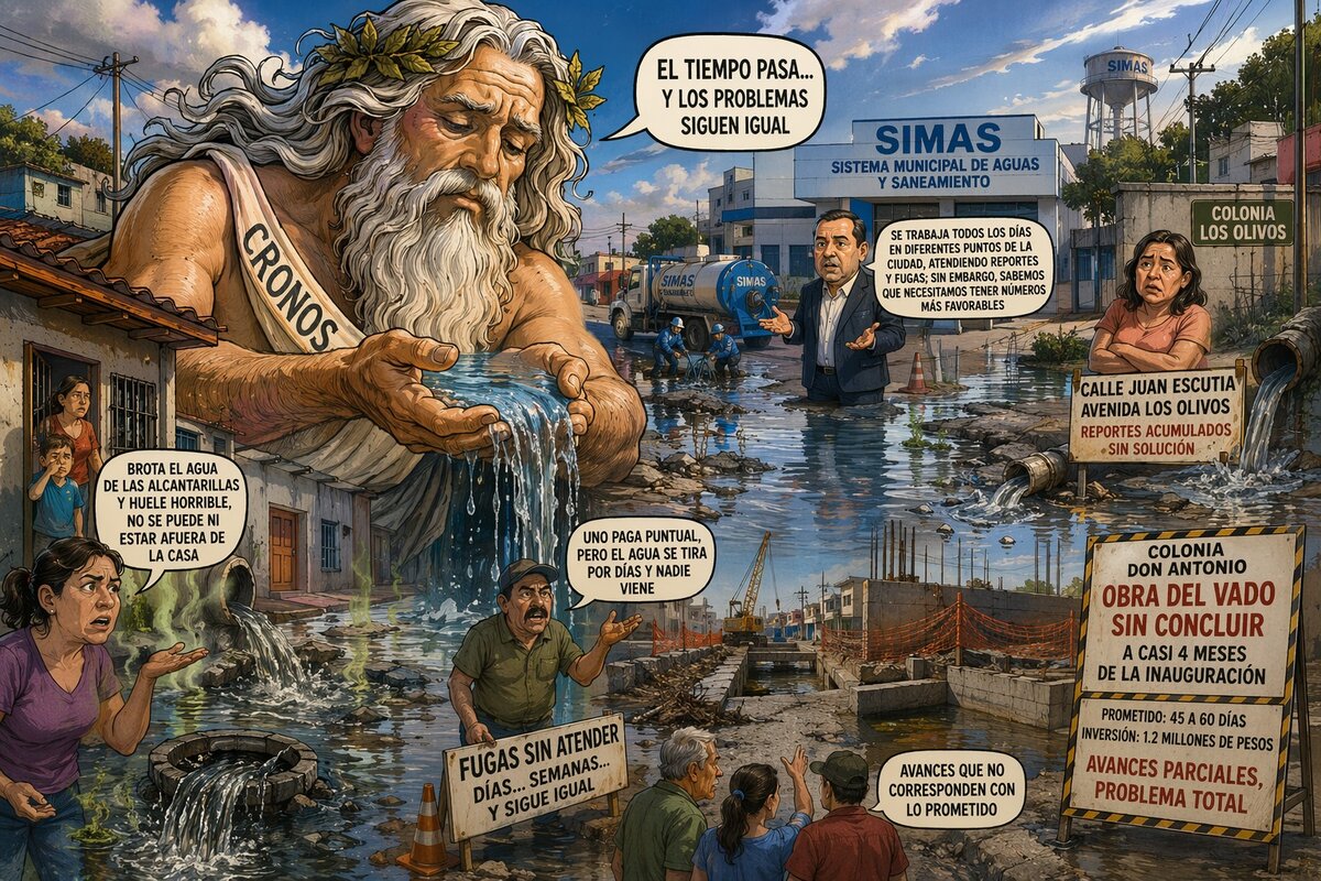 Caricatura editorial - Pasa el tiempo… y el drenaje sigue igual