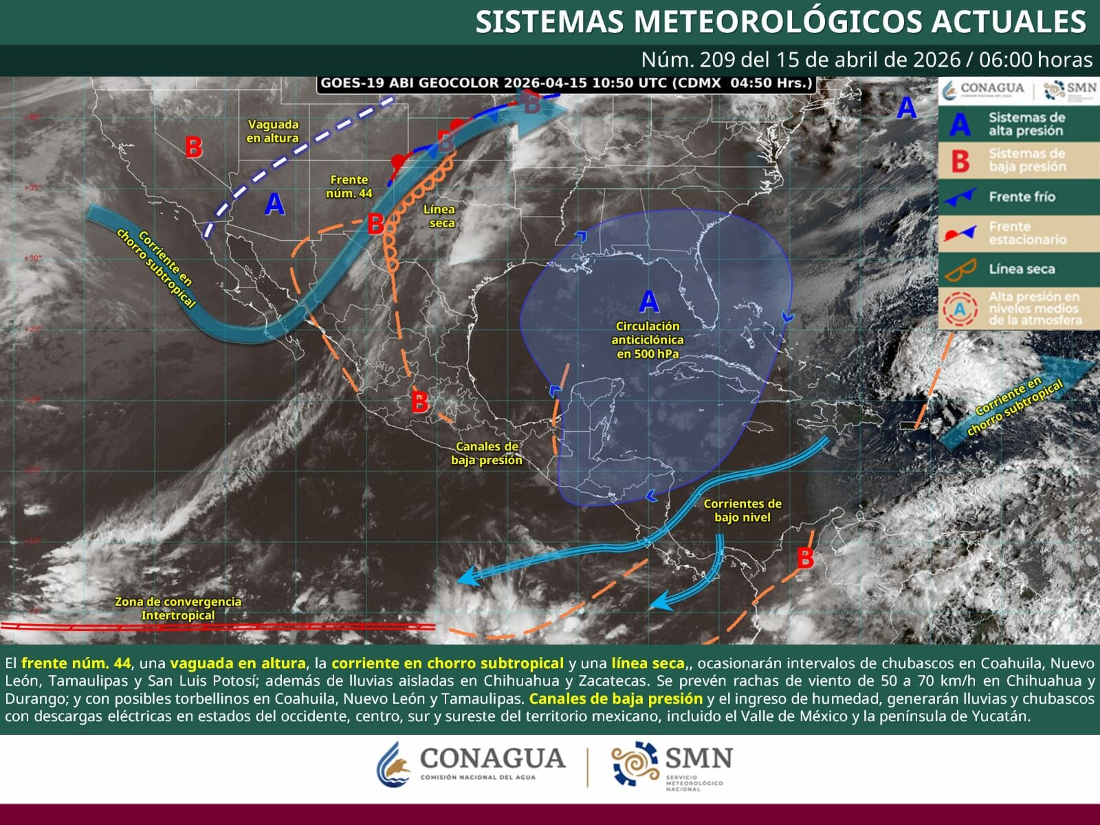 Lluvias, vientos fuertes y posible formación de torbellinos en el norte de Coahuila
