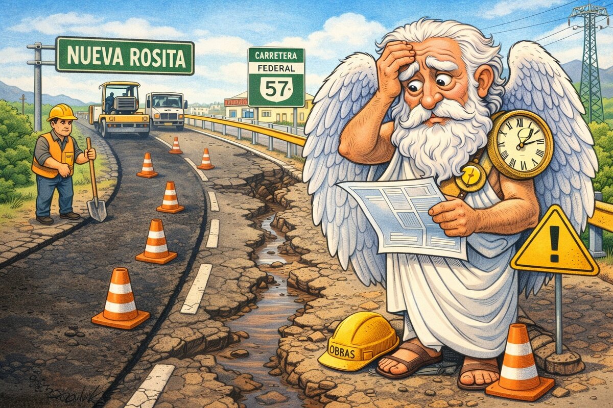 Caricatura Editorial... Obra en carretera 57 deja zonas críticas sin atención