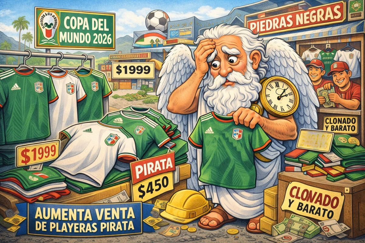Caricatura Editorial... Piratería gana terreno previo al Mundial 2026