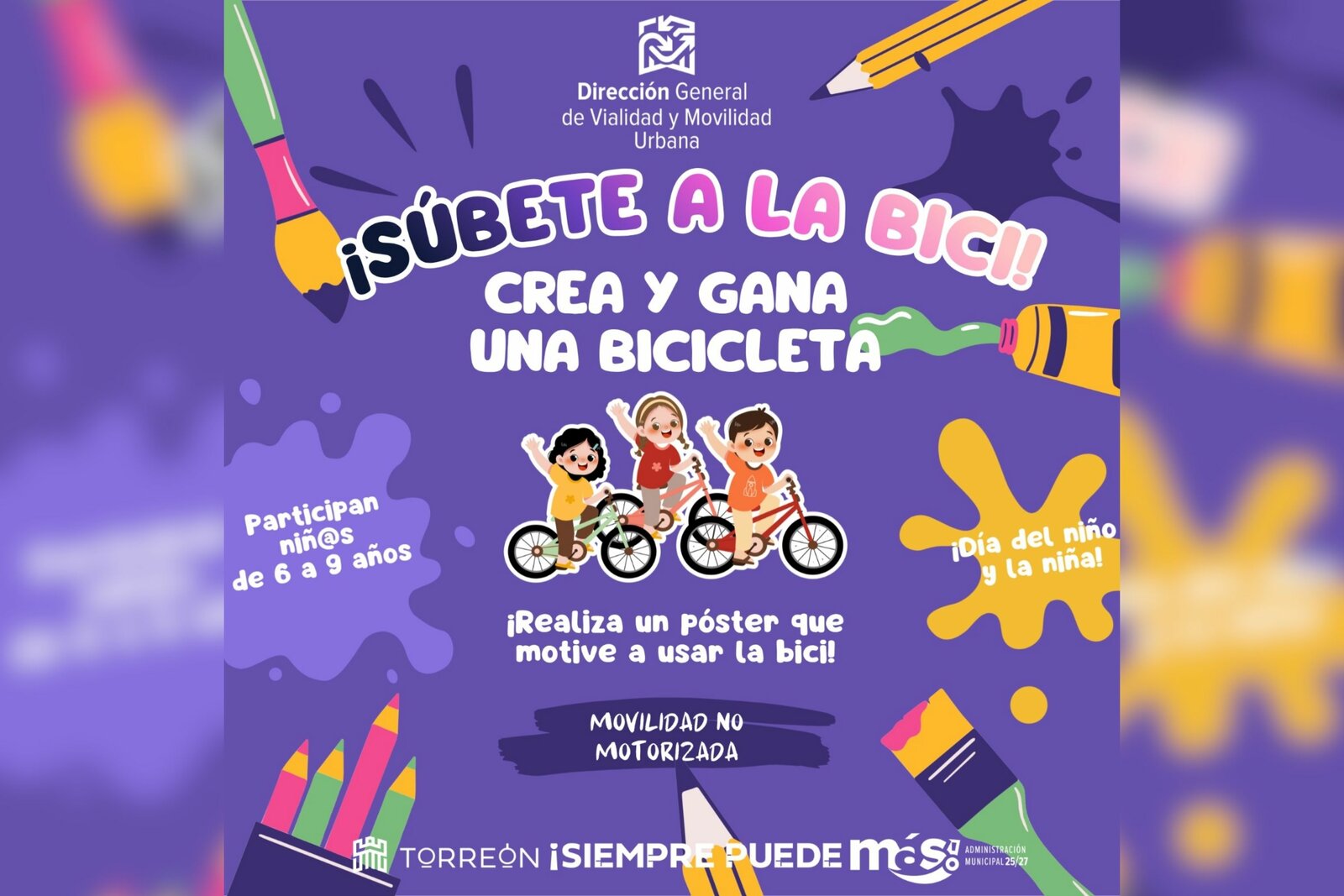 Promueven el uso de la bicicleta desde la niñez con concurso de dibujo