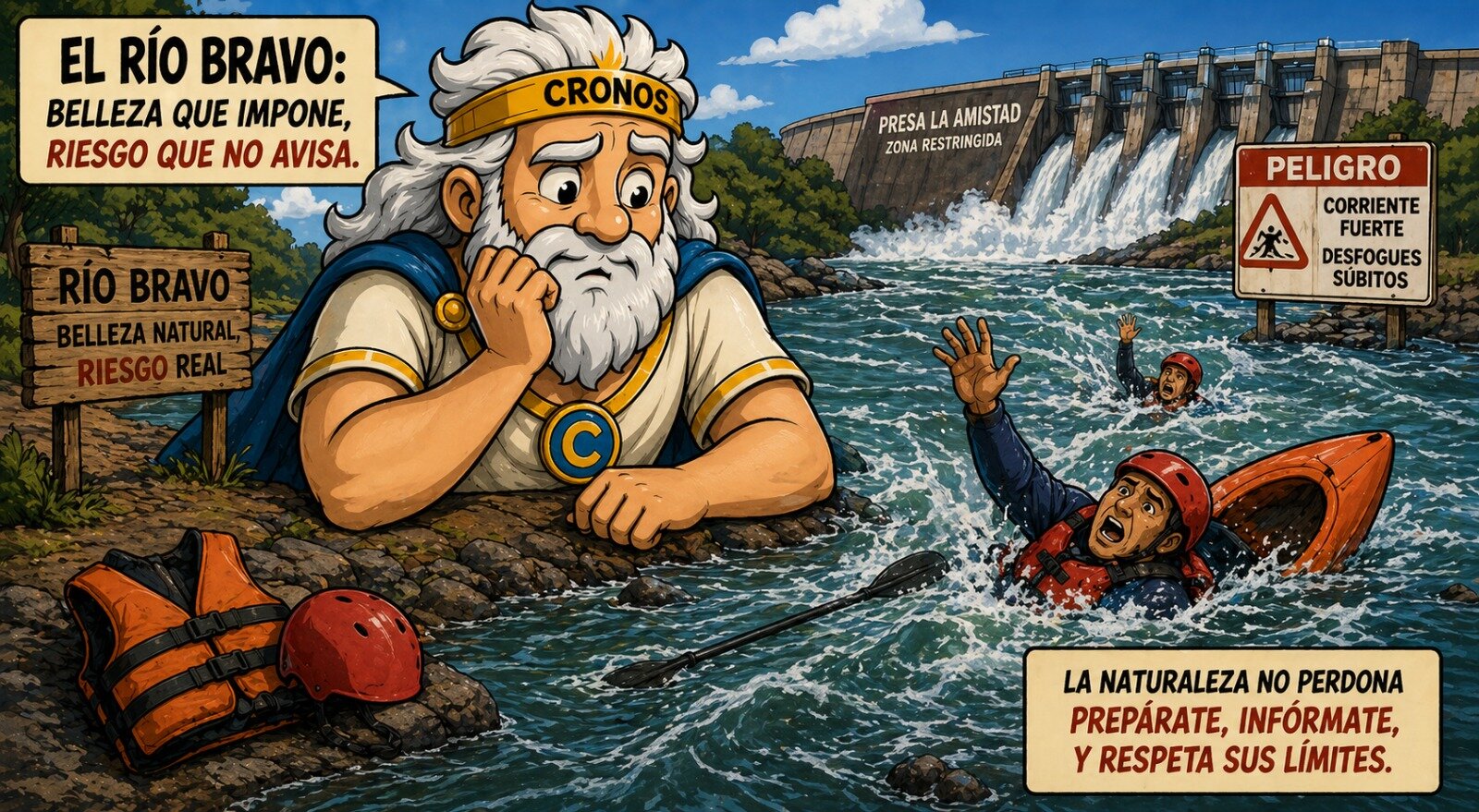 Caricatura Editorial... “El Río Bravo no es recreativo advierten”