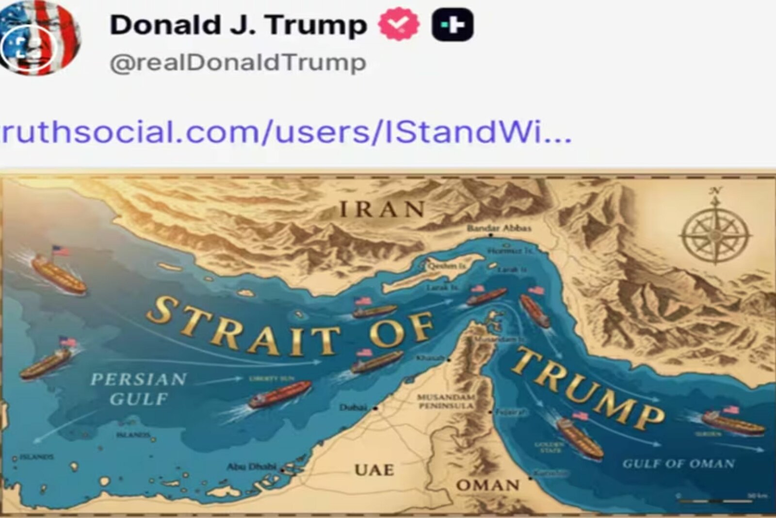 Trump renombra el estrecho de Ormuz en medio de tensiones con Irán