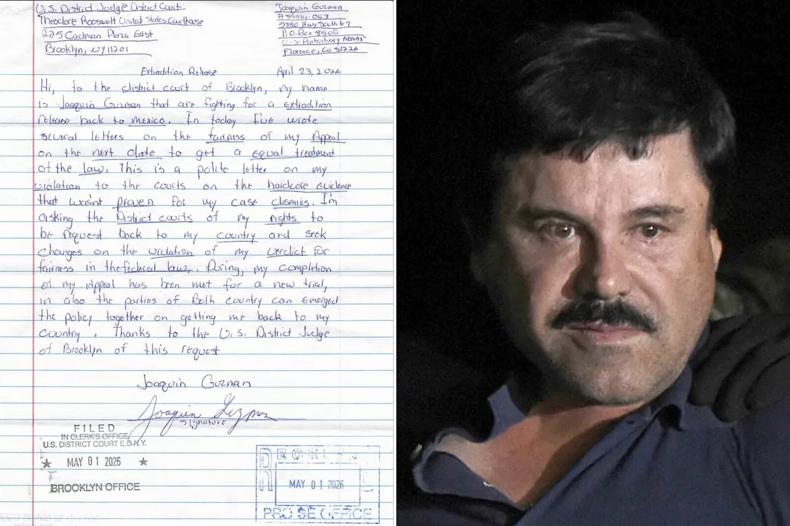 "El Chapo" Guzmán solicita extradición a México tras condena en EU