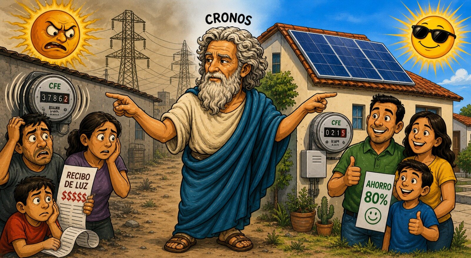 Caricatura editorial - Cuando el sol paga la luz