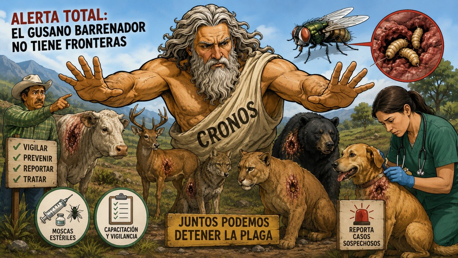 Caricatura Editorial... “Gusano barrenador amenaza en el campo y la fauna”