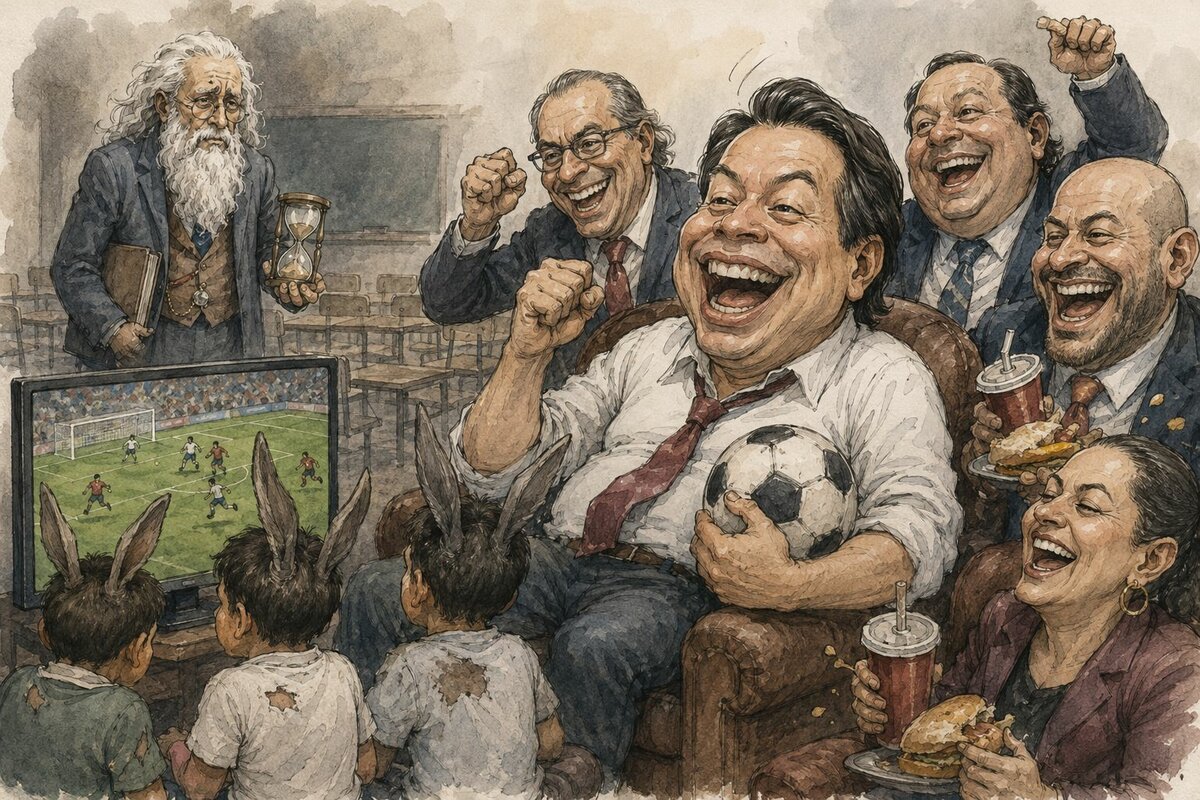 Caricatura editorial - Padres de familia rechazan cierre anticipado del ciclo escolar