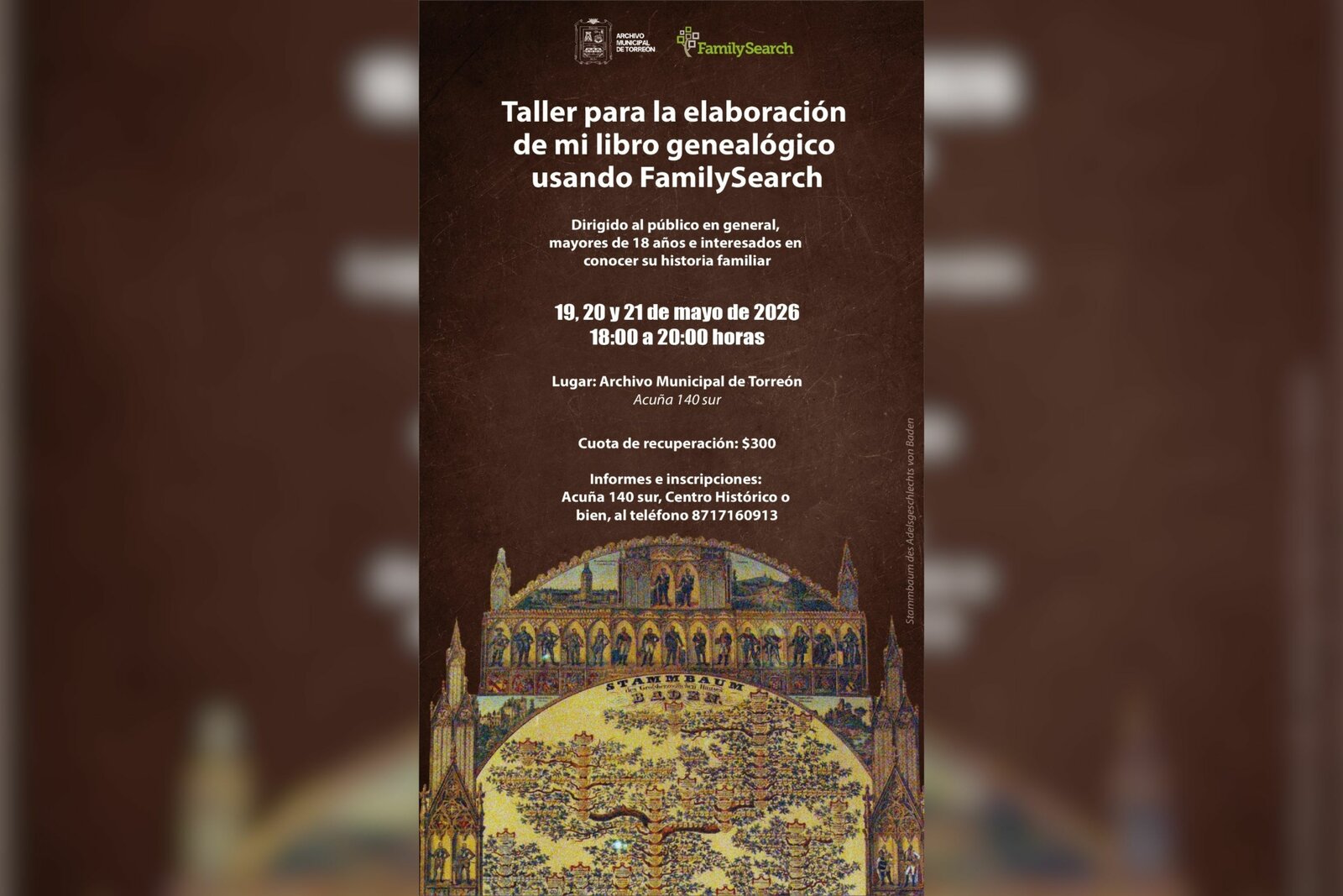 Impartirán Taller de Genealogía en el Archivo Municipal