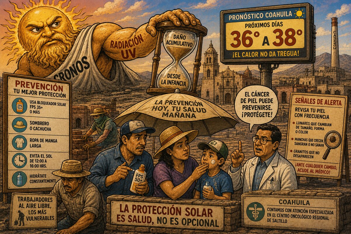 Caricatura editorial - Sol extremo alerta a Coahuila