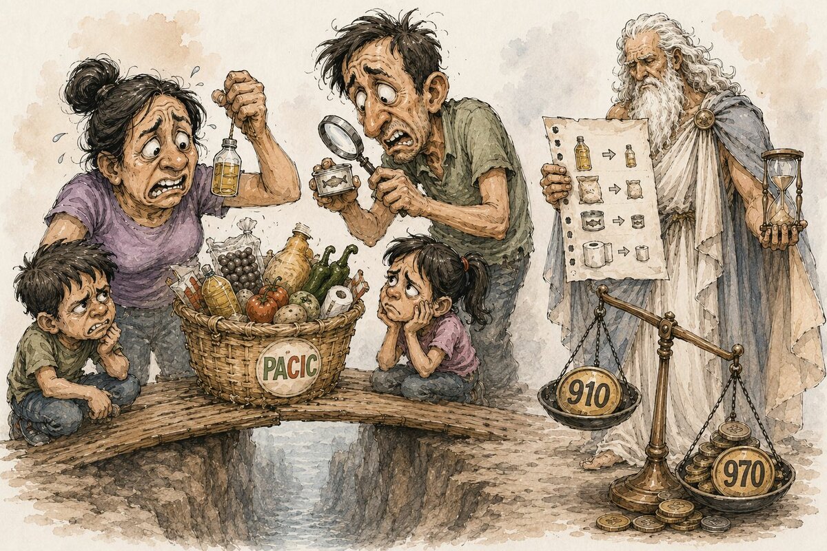 Caricatura editorial - PACIC no cubre gastos reales de despensa